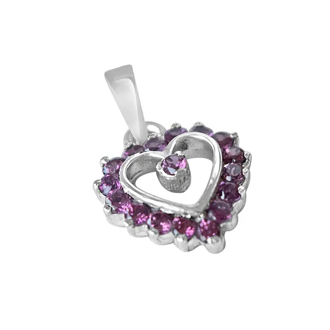 Love for Rhodolite 925 Sterling Silver Pendant with 18 IN Chain (SDP281)
