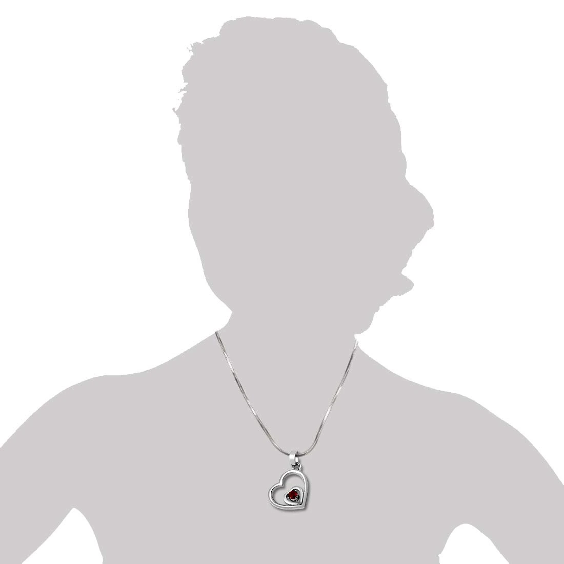 Treasures of my Life Red Ruby & Sterling Silver Pendant with 18 IN Chain (SDP282)