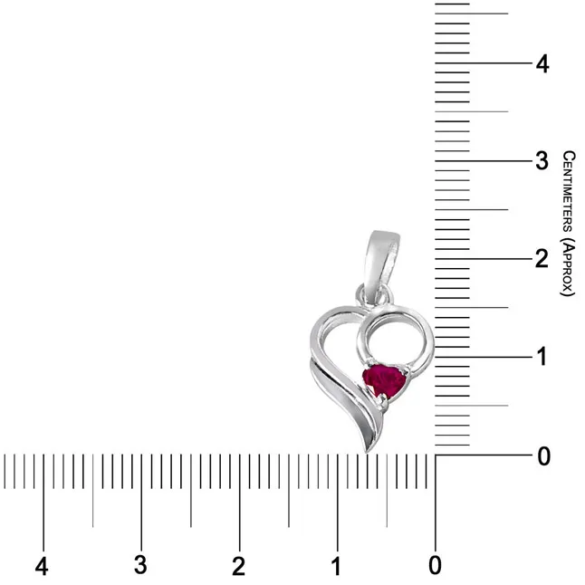 Love Treasure Red Heart Ruby & 925 Sterling Silver Pendant with 18 IN Chain (SDP290)
