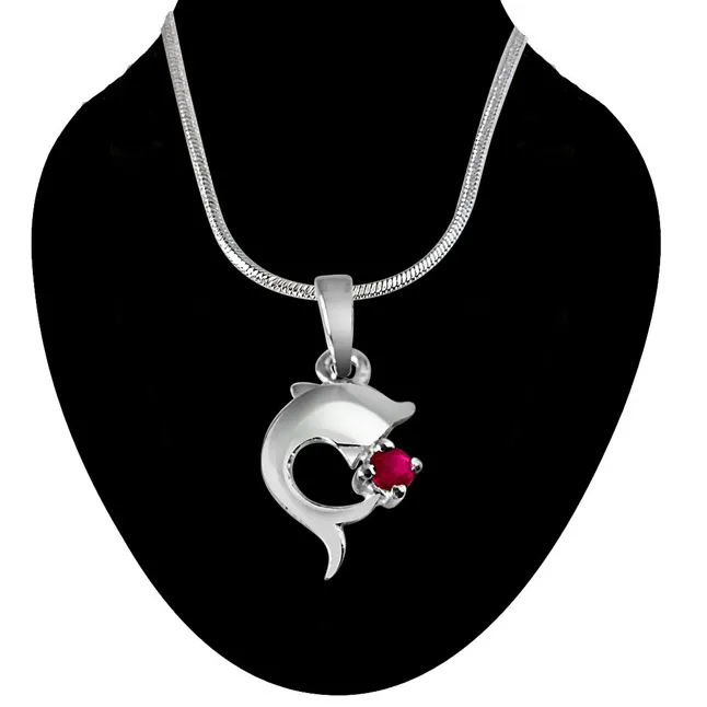 Dream Weaver Real Red Ruby & 925 Sterling Silver Pendant with 18 IN Chain (SDP295)