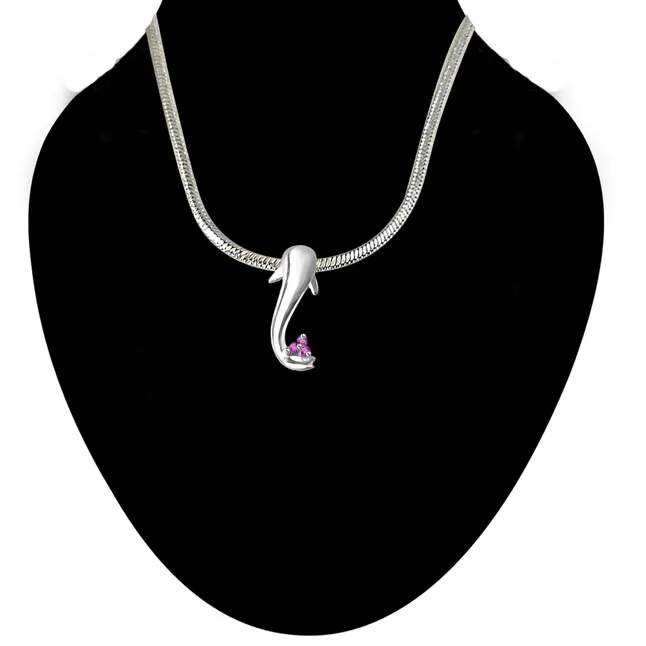 Ride Like the Wind Red Ruby & 925 Sterling Silver Pendant with 18 IN Chain (SDP302)