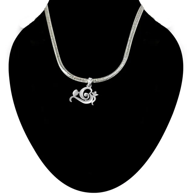 Omkara Real Diamond & Sterling Silver Pendant with 18 IN Chain (SDP308)