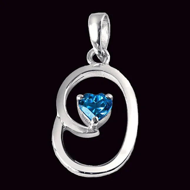 Bless Our Nest Heart Shaped Blue Topaz & 925 Sterling Silver Pendant with 18 IN Chain (SDP309)