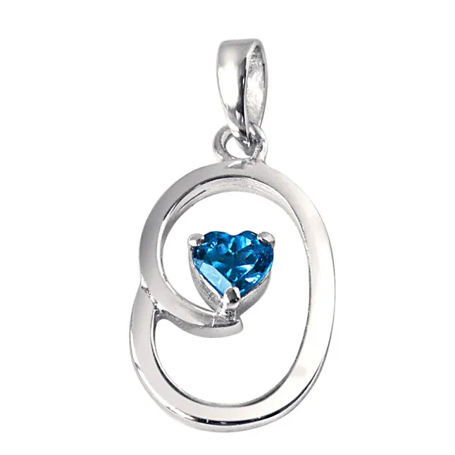 Bless Our Nest Heart Shaped Blue Topaz & 925 Sterling Silver Pendant with 18 IN Chain (SDP309)