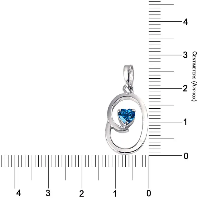 Bless Our Nest Heart Shaped Blue Topaz & 925 Sterling Silver Pendant with 18 IN Chain (SDP309)