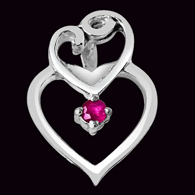 Shadow of Love Red Ruby & Sterling Silver Pendant with 18 IN Chain (SDP311)