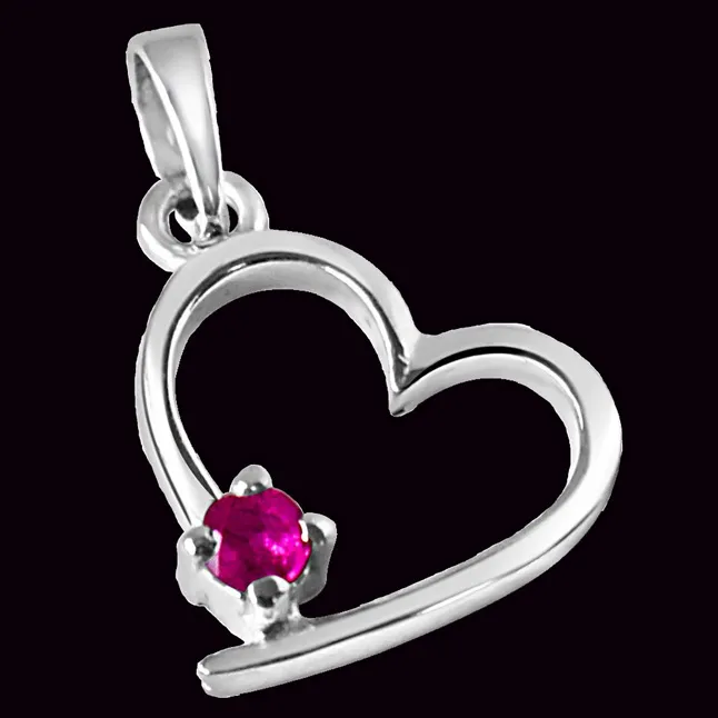 Believe In Miracles Red Ruby & Sterling Silver Pendant with 18 IN Chain (SDP312)