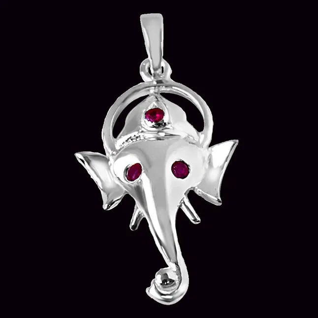 The Huge Bellied Lord Red Ruby & 925 Sterling Silver Pendant with 18 IN Chain (SDP315)