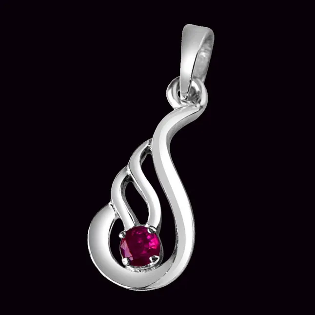 Deep Rooted Heritage Red Ruby & 925 Sterling Silver Pendant with 18 IN Chain (SDP317)