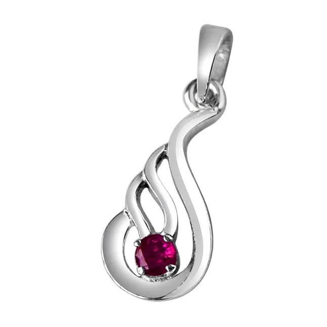 Deep Rooted Heritage Red Ruby & 925 Sterling Silver Pendant with 18 IN Chain (SDP317)