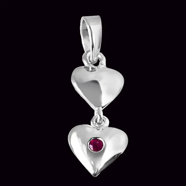 Magical Moments Red Ruby & 925 Sterling Silver Pendant with 18 IN Chain (SDP319)