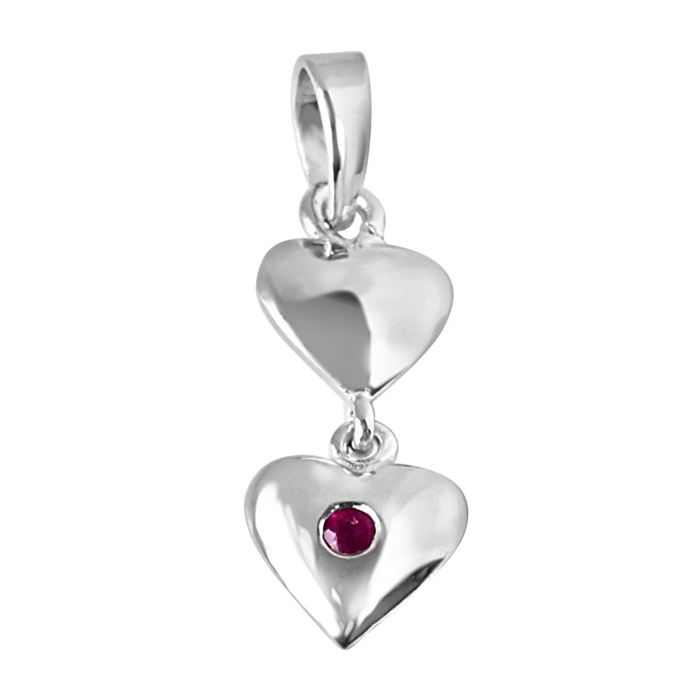 Magical Moments Red Ruby & 925 Sterling Silver Pendant with 18 IN Chain (SDP319)