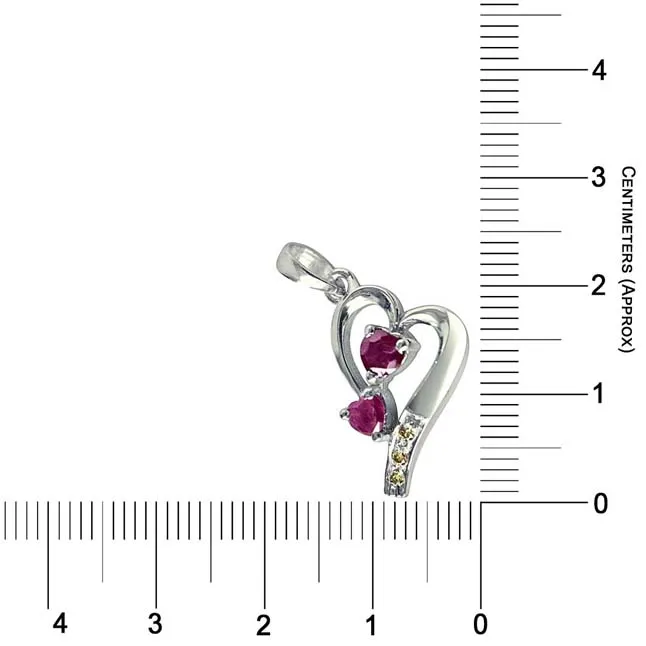 The House of Love Real Diamond, Red Ruby & Sterling Silver Pendant with 18 IN Chain (SDP323)