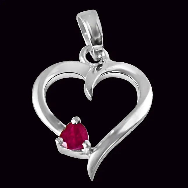 Another World Red Ruby & 925 Sterling Silver Pendant with 18 IN Chain (SDP324)