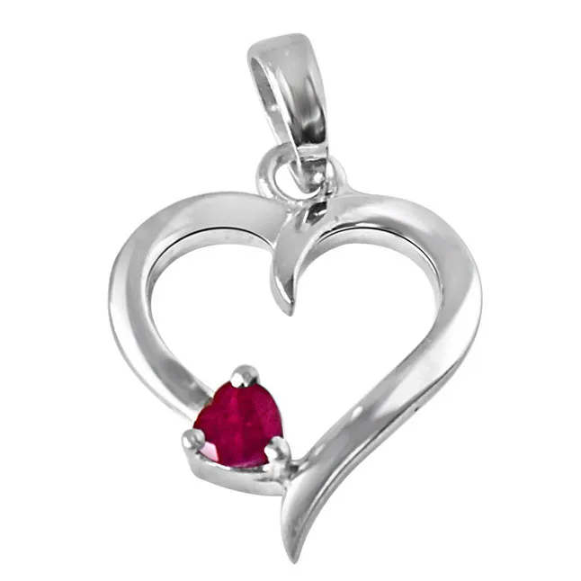 Another World Red Ruby & 925 Sterling Silver Pendant with 18 IN Chain (SDP324)