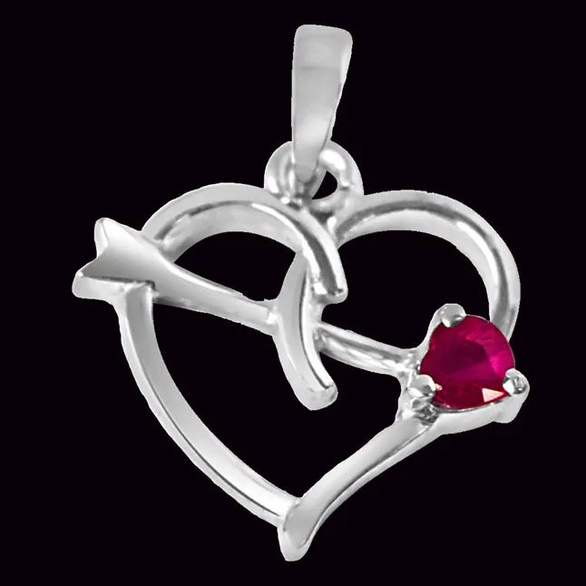 Forever Young Red Ruby & 925 Sterling Silver Pendant with 18 IN Chain (SDP325)