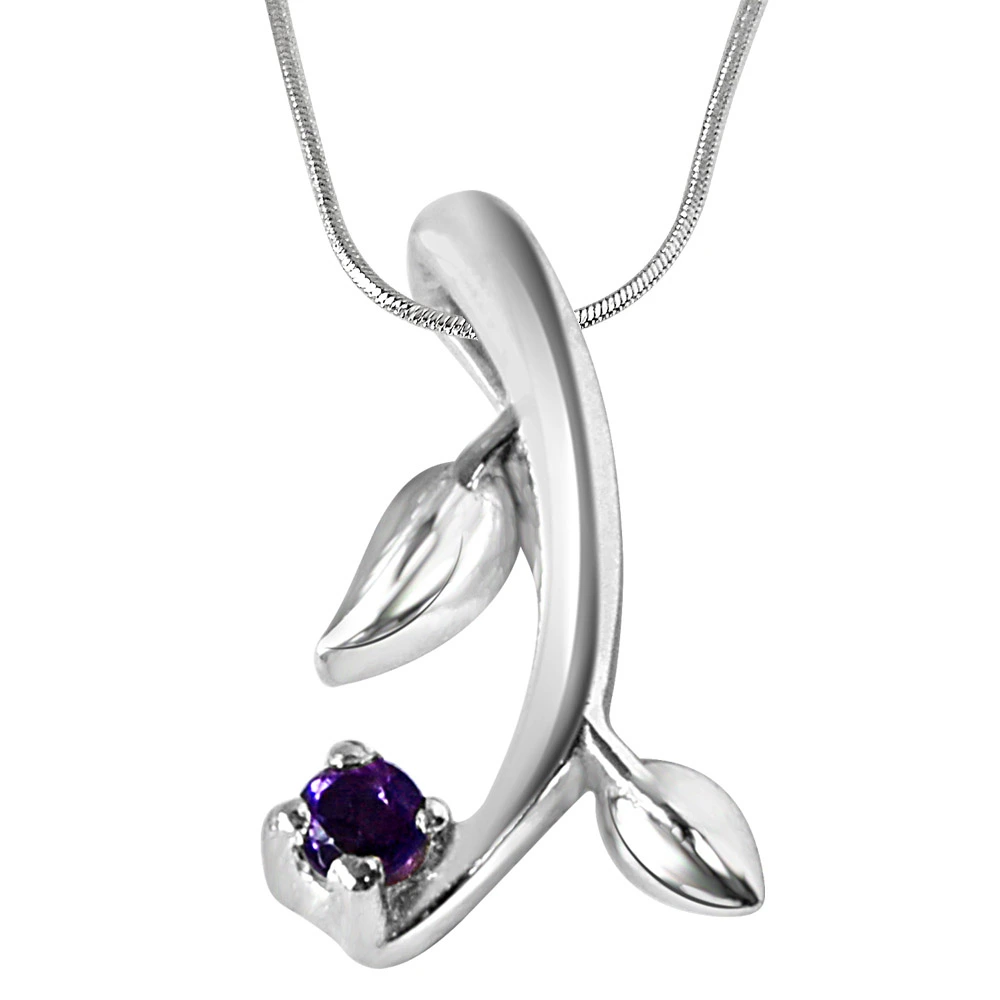 Little Gardener Amethyst & 925 Sterling Silver Pendant with 18 IN Chain (SDP328)