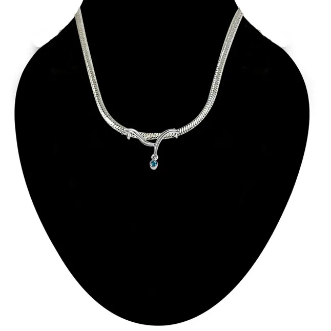 Prince of Dreams Blue Topaz & 925 Sterling Silver Pendant with 18 IN Chain (SDP330)