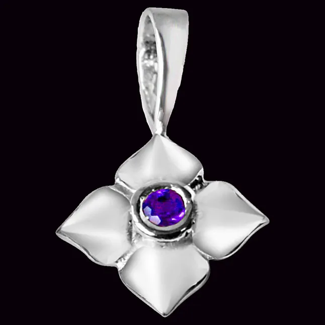 Growing Flower Amethyst & 925 Sterling Silver Pendant with 18 IN Chain (SDP332)