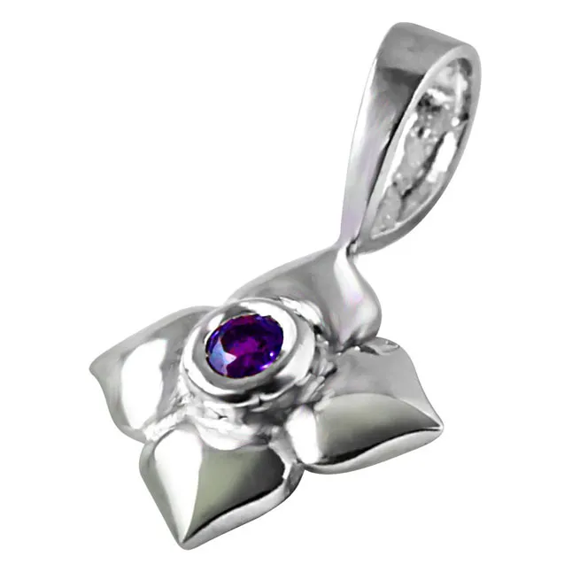 Growing Flower Amethyst & 925 Sterling Silver Pendant with 18 IN Chain (SDP332)