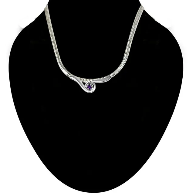 Sleeping Beauty Amethyst & 925 Sterling Silver Pendant with 18 IN Chain (SDP333)