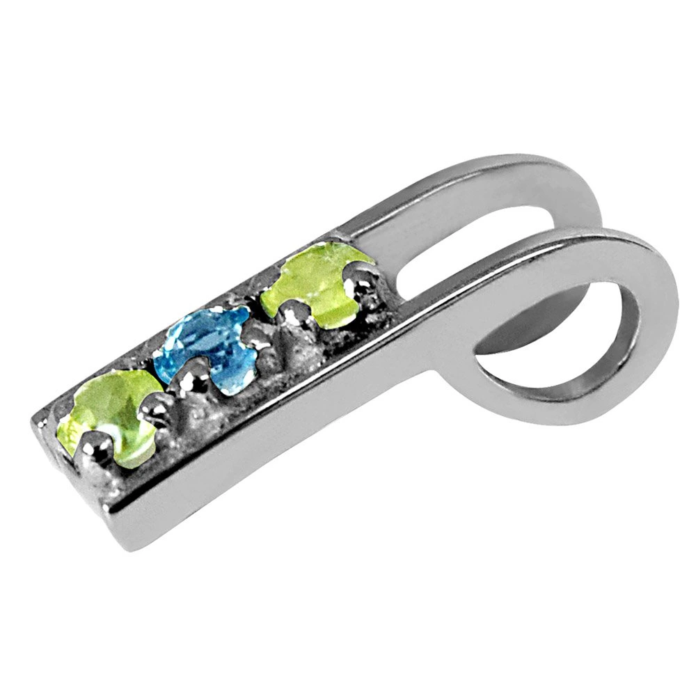 Peridot & Blue Topaz 925 Sterling Silver Pendant with 18 IN Chain (SDP335)