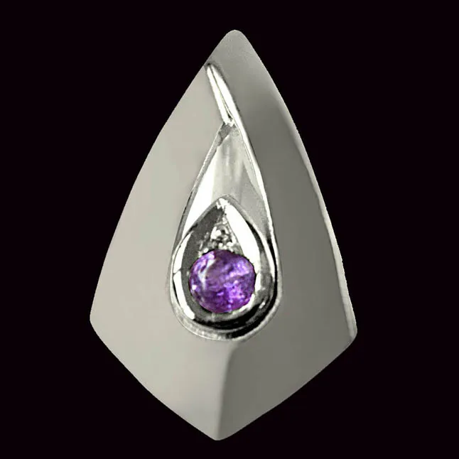 Amethyst Pendant Set in 925 Sterling Silver with 18 IN Chain (SDP337)