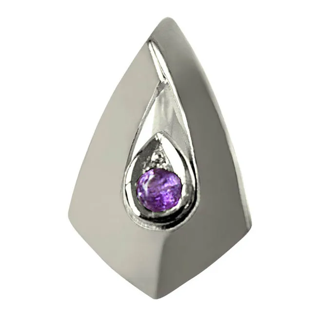 Amethyst Pendant Set in 925 Sterling Silver with 18 IN Chain (SDP337)