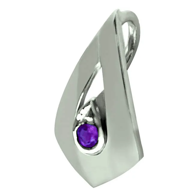 Amethyst Pendant Set in 925 Sterling Silver with 18 IN Chain (SDP337)