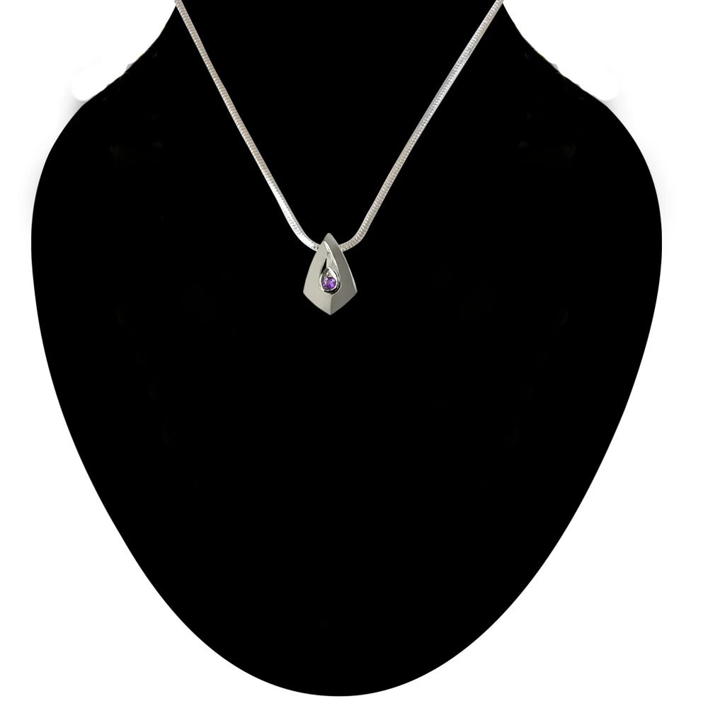 Amethyst Pendant Set in 925 Sterling Silver with 18 IN Chain (SDP337)