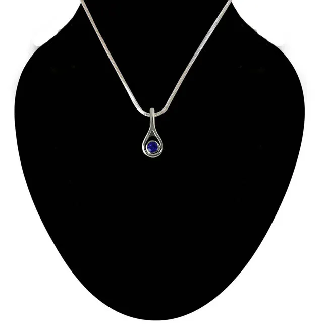 Round Amethyst Set in 925 Sterling Silver Pendant with 18 IN Chain (SDP342)