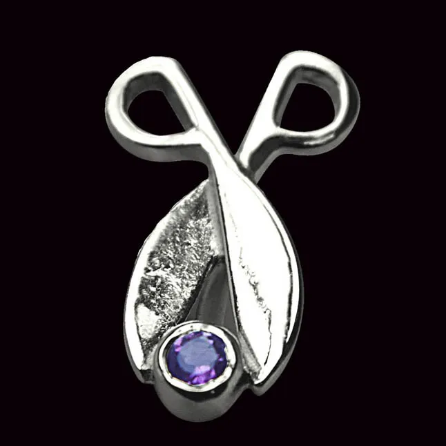 Amethyst Beautifully set in 925 Sterling Silver Pendant with 18 IN Chain (SDP343)