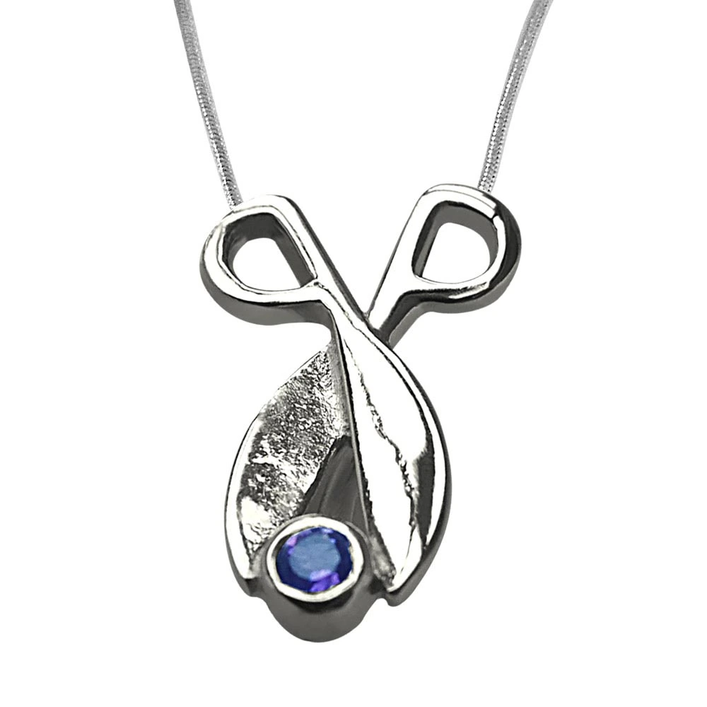Amethyst Beautifully set in 925 Sterling Silver Pendant with 18 IN Chain (SDP343)