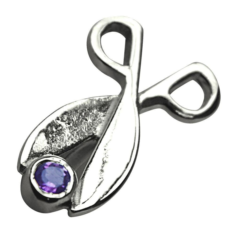 Amethyst Beautifully set in 925 Sterling Silver Pendant with 18 IN Chain (SDP343)