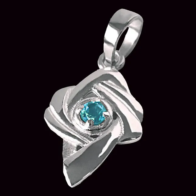 Shinning Beauty - Blue Topaz 925 Sterling Silver Pendant with 18 IN Chain (SDP346)