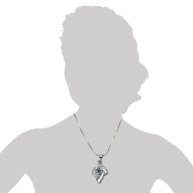 Shinning Beauty - Blue Topaz 925 Sterling Silver Pendant with 18 IN Chain (SDP346)