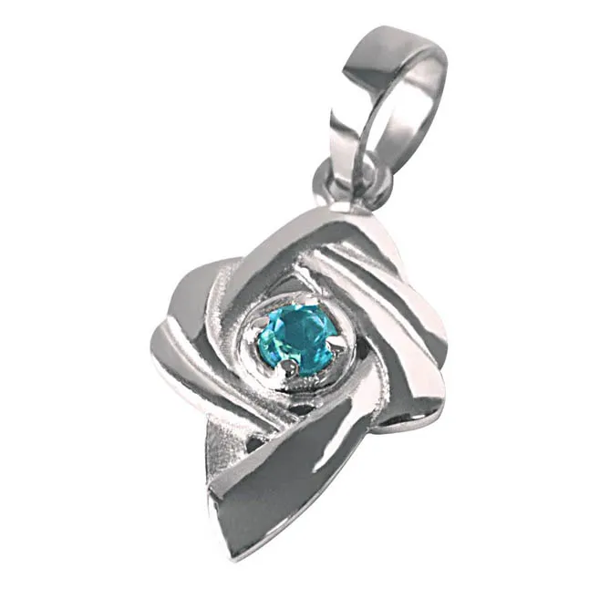 Shinning Beauty - Blue Topaz 925 Sterling Silver Pendant with 18 IN Chain (SDP346)