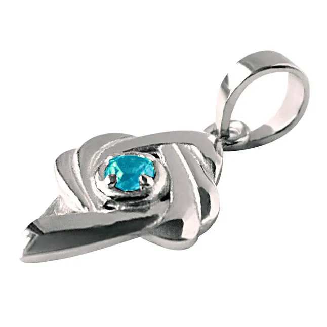 Shinning Beauty - Blue Topaz 925 Sterling Silver Pendant with 18 IN Chain (SDP346)