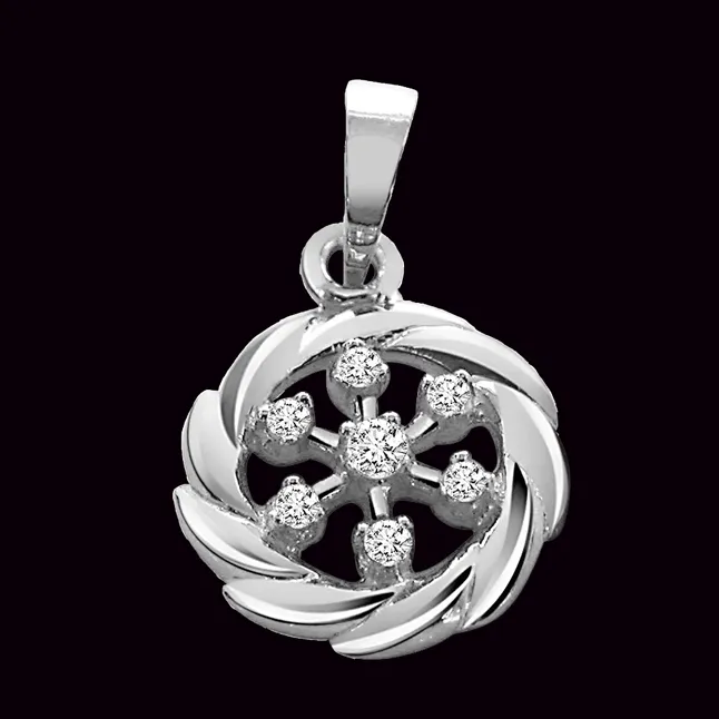 Royal Twist - Real Diamond & Sterling Silver Pendant with 18 IN Chain (SDP35)