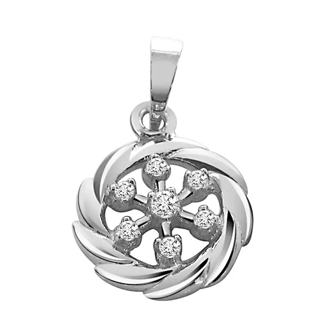 Royal Twist - Real Diamond & Sterling Silver Pendant with 18 IN Chain (SDP35)