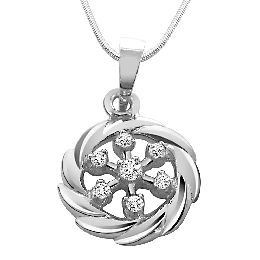 Royal Twist - Real Diamond & Sterling Silver Pendant with 18 IN Chain (SDP35)