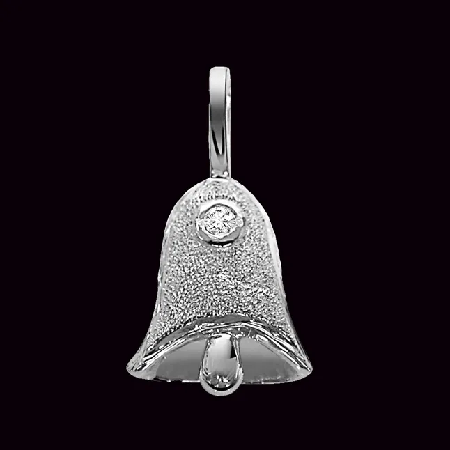Bell of Love - Real Diamond & Sterling Silver Pendant with 18 IN Chain (SDP36)