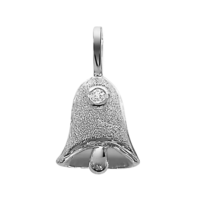 Bell of Love - Real Diamond & Sterling Silver Pendant with 18 IN Chain (SDP36)