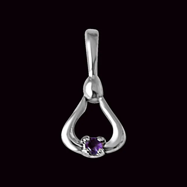 Golden Bell Amethyst & Sterling Silver Pendant with 18 IN Chain (SDP373)