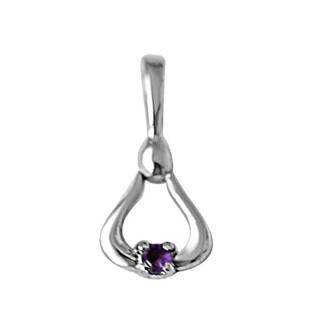 Golden Bell Amethyst & Sterling Silver Pendant with 18 IN Chain (SDP373)