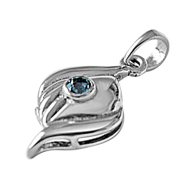 Charming Curve Blue Topaz & Sterling Silver Pendant with 18 IN Chain (SDP374)