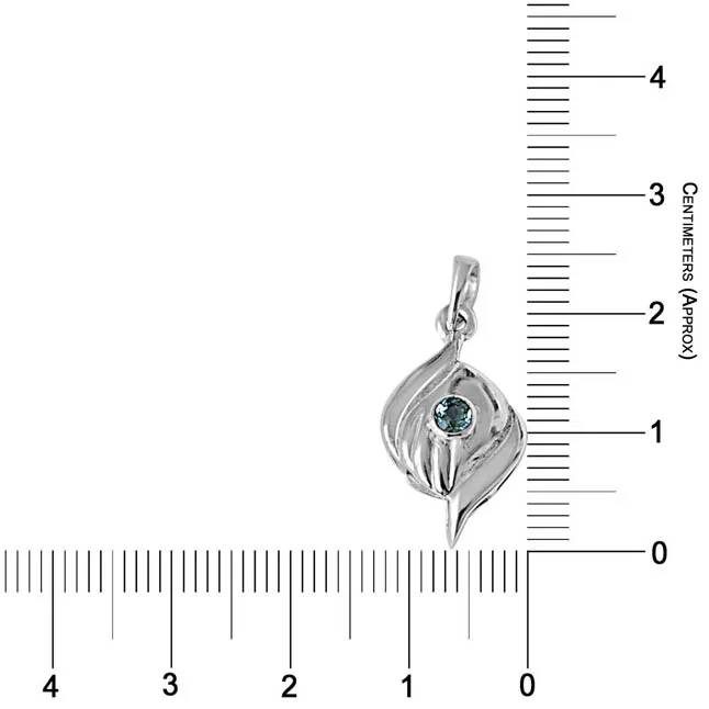 Charming Curve Blue Topaz & Sterling Silver Pendant with 18 IN Chain (SDP374)