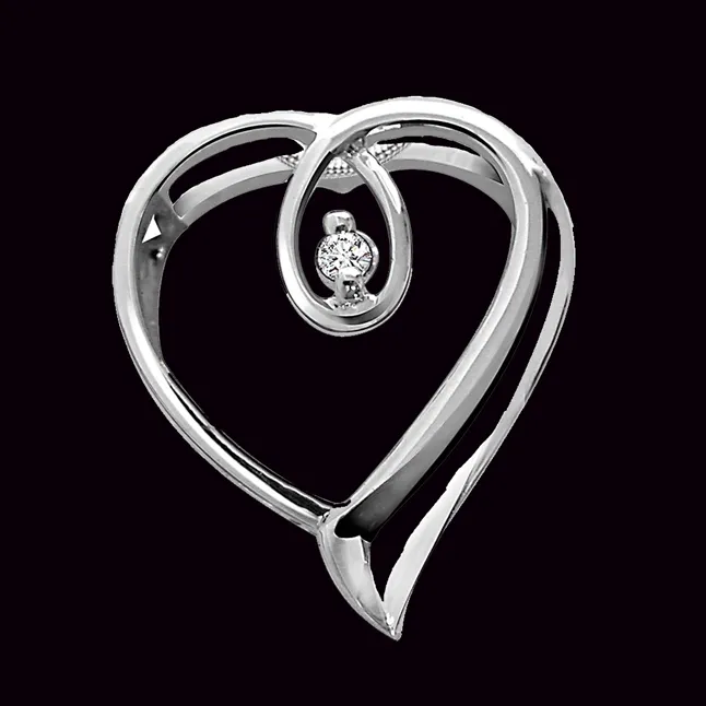 Heart Queen - Real Diamond & Sterling Silver Pendant with 18 IN Chain (SDP38)