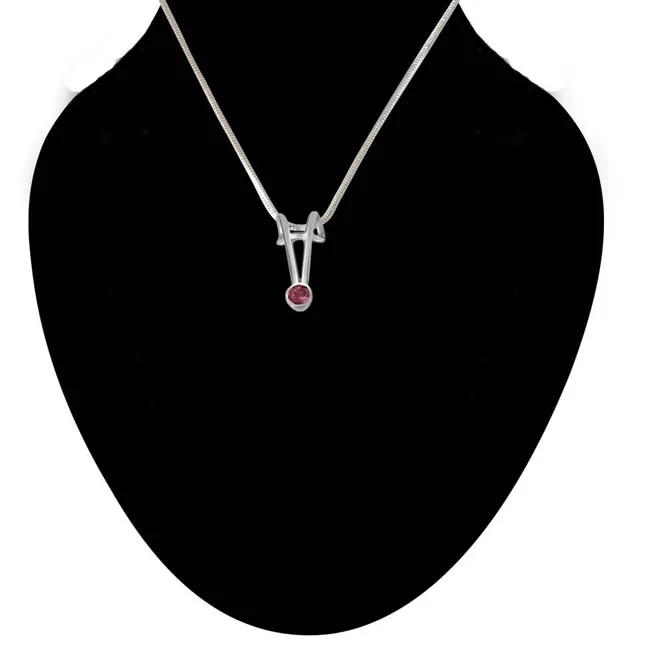 Pink Tourmaline & Sterling Silver Pendant with 18 IN Chain (SDP380)