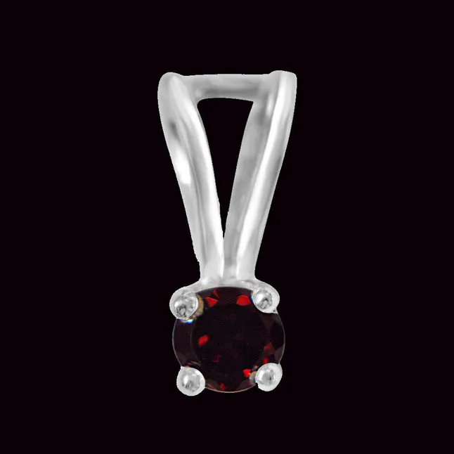 Once in My Life Red Garnet & Sterling Silver Pendant with 18 IN Chain (SDP383)